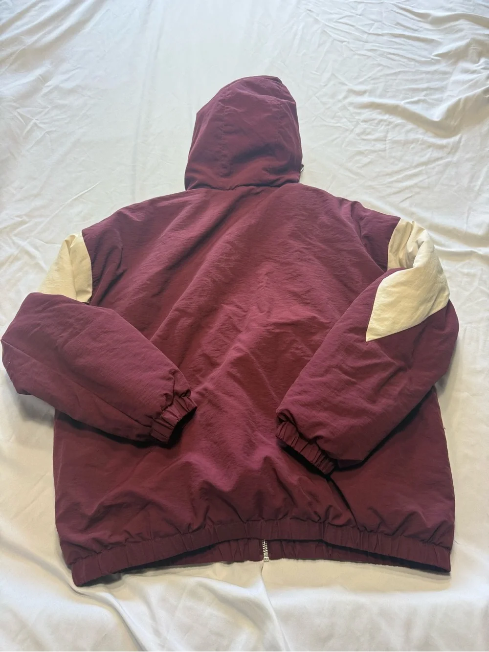 Topshop Burgundy and Cream Hooded Puffer Jacket